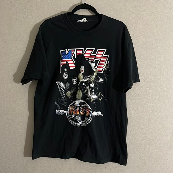 KIZZ 40 YEAR ANNIVERSARY 2014 TOUR DEF LEPPARD BLACK GRAPHIC T SHIRT SIZE L - Picture 1 of 7